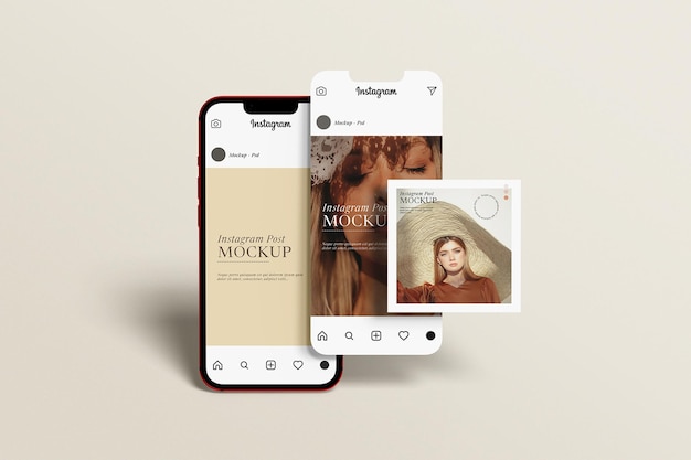 Post di Instagram con mockup di telefono cellulare