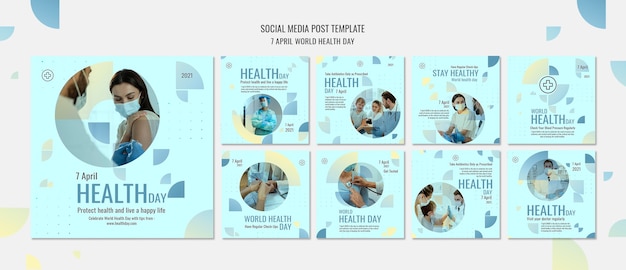Post di instagram della giornata mondiale della salute impostati