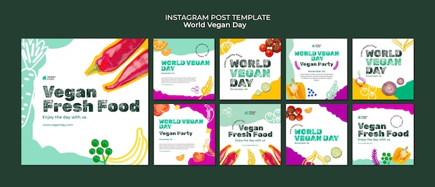 Post di instagram della giornata mondiale vegana astratta