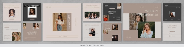 Post di Instagram della newsletter elegante grigia