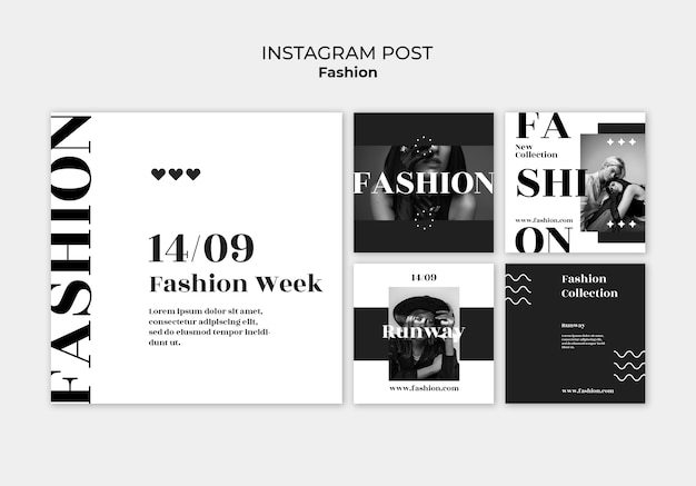 Post di instagram delle tendenze della moda del design piatto