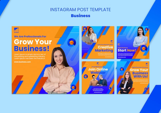 Post di instagram di soluzioni aziendali geometriche