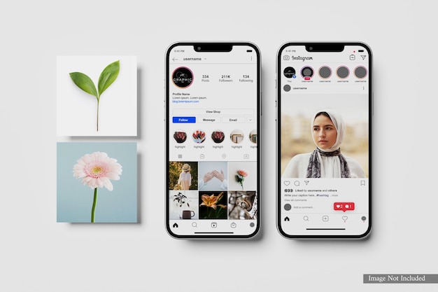 Post di Instagram e mockup di smartphone