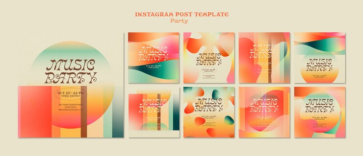 PSD post di instagram per feste di musica sfumata