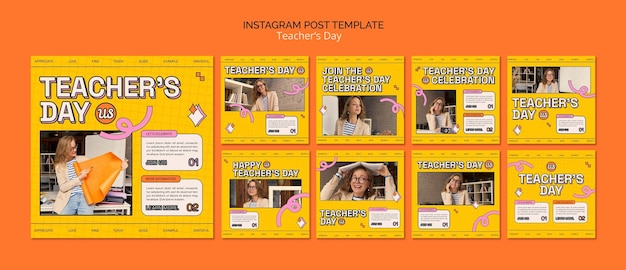 Post di instagram per il giorno dell'insegnante di design piatto