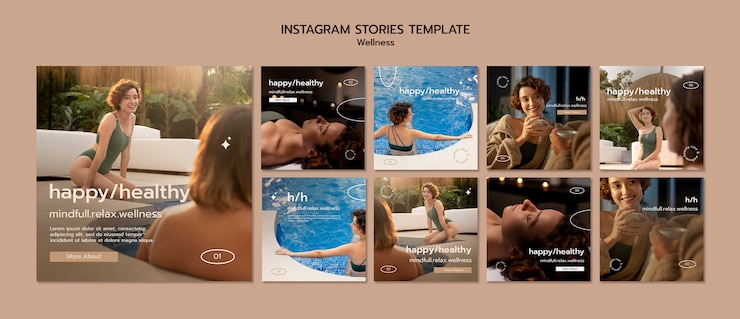 PSD post di instagram sul concetto di benessere