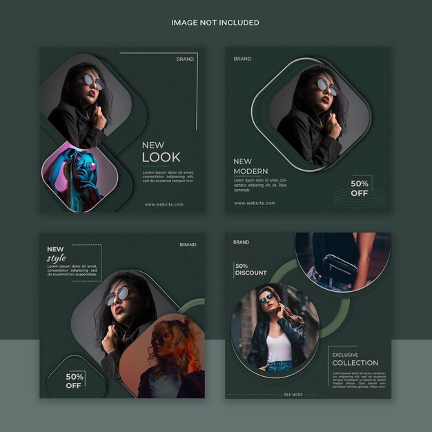 Post di moda moderna stile instagram set modello PSD