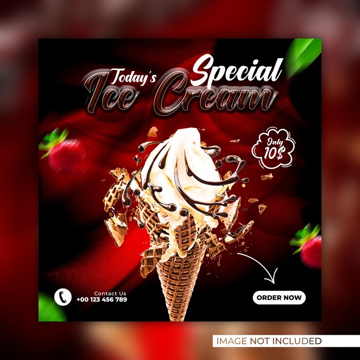 Post di social media delizioso gelato speciale e modello di banner web