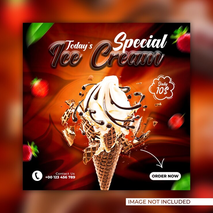 Post di social media delizioso gelato speciale e modello di banner web