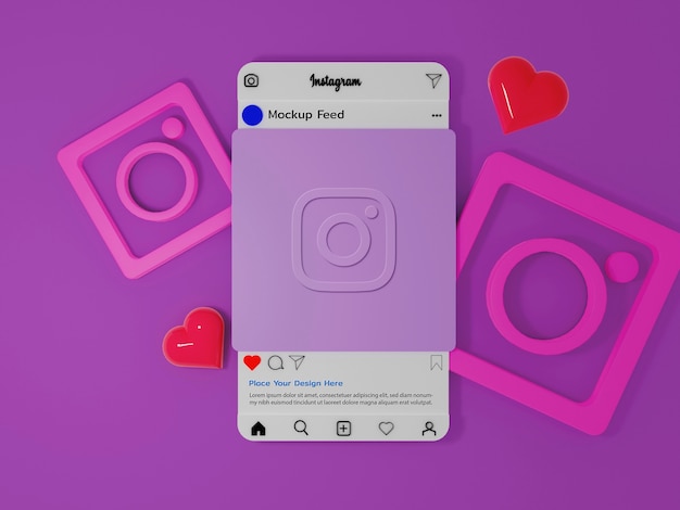 Post di social media mock-up 3d