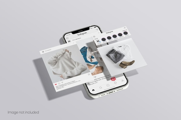 Post do instagram e maquete de smartphone