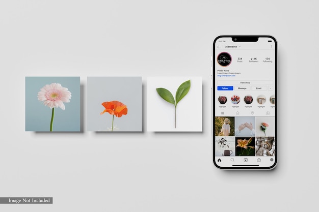 Post do instagram e maquete de smartphone