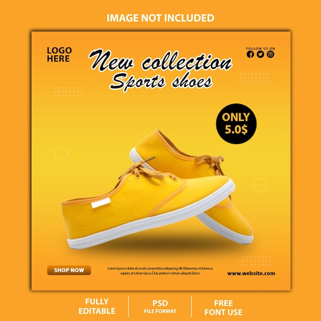 Post e banner sui social media di scarpe sportive