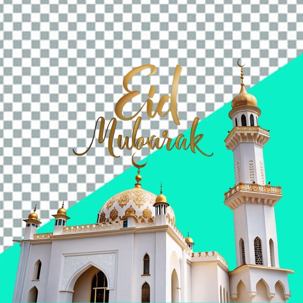 Post de eid mubarak en las redes sociales con un saludo