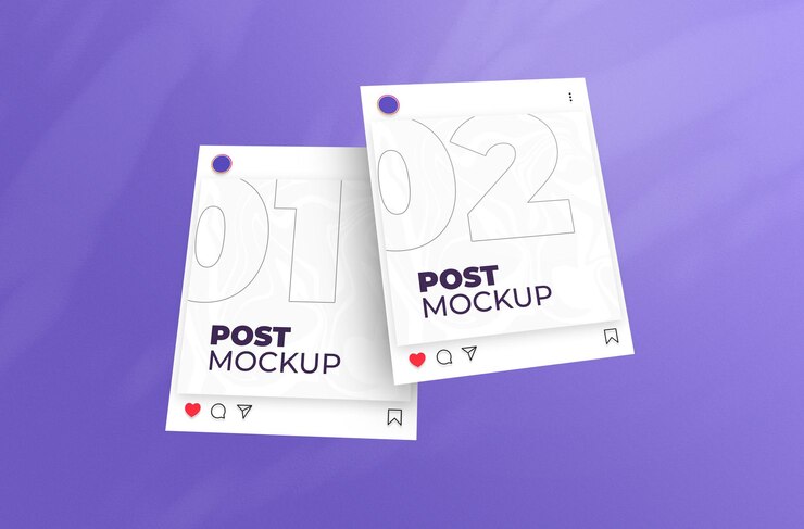 PSD post fluttuanti del mockup di instagram