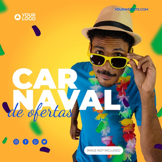 Post für Social-Media-Vorlage Karneval bietet Verkäufe für Marketingkampagne in Brasilien Portugiesisch