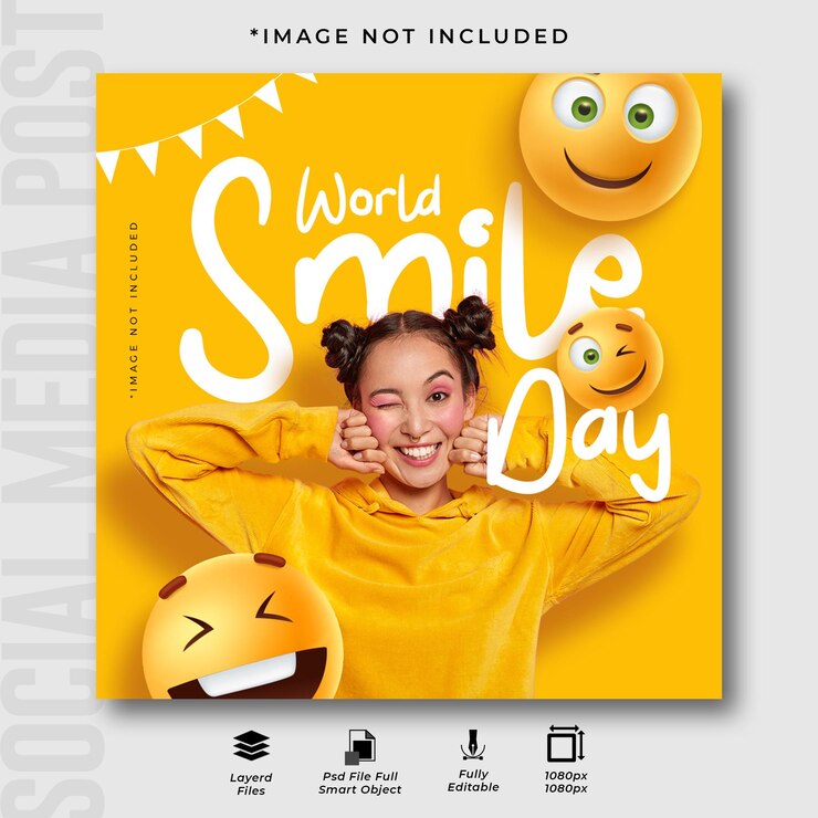 PSD post instagram della giornata mondiale del sorriso