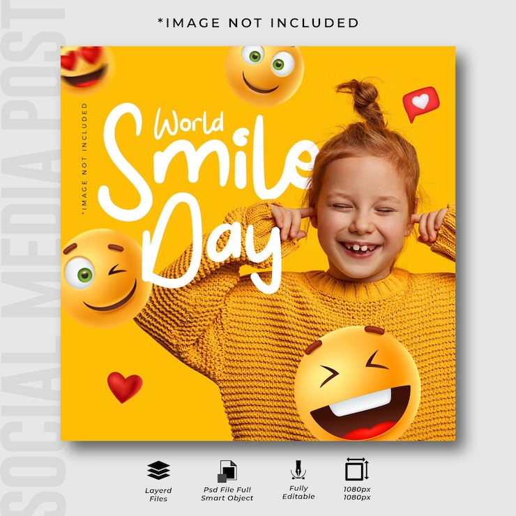PSD post instagram della giornata mondiale del sorriso