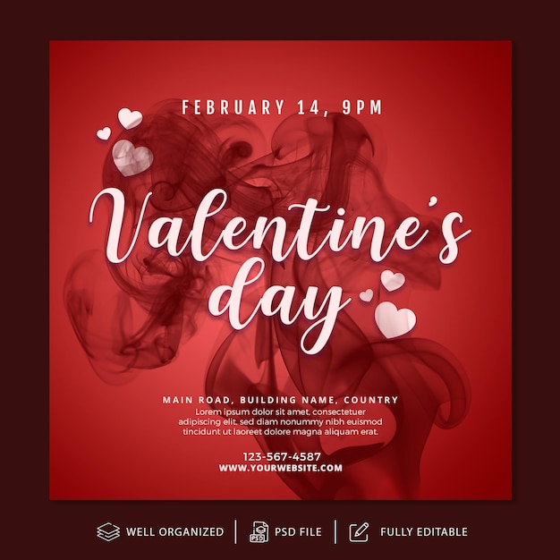 Post Instagram di San Valentino e modello di banner