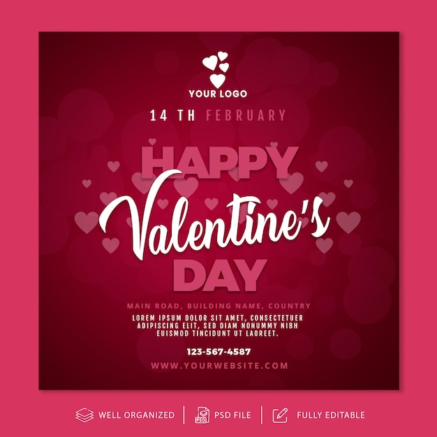 Post Instagram di San Valentino e modello di banner