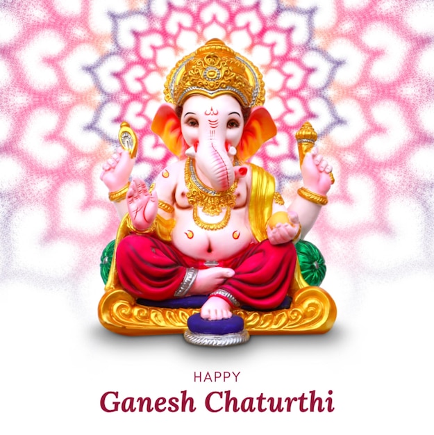 Post de Instagram de Ganesh Chaturthi geométrico blanco y rosado