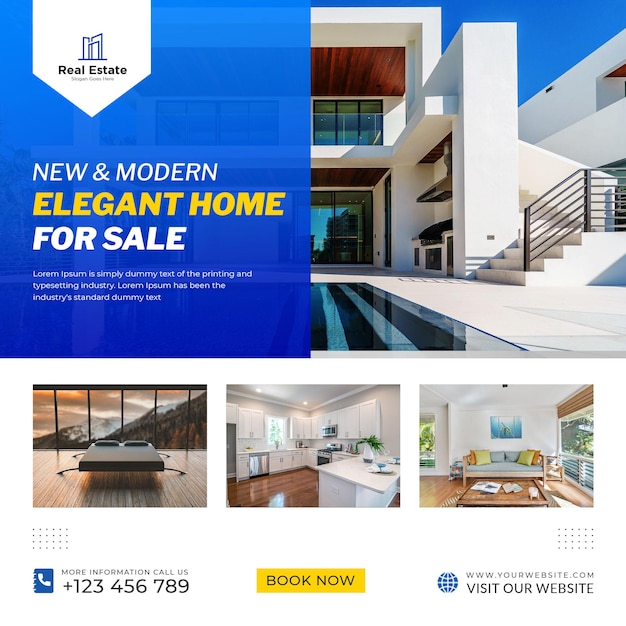 PSD post instagram de propriété de maison immobilière ou modèle de bannière web flyer carré psd premium