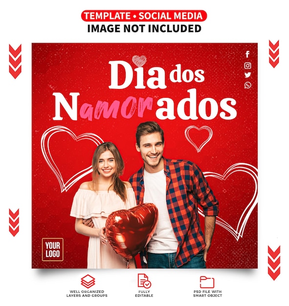 PSD post instagram psd gratuit pour la saint-valentin