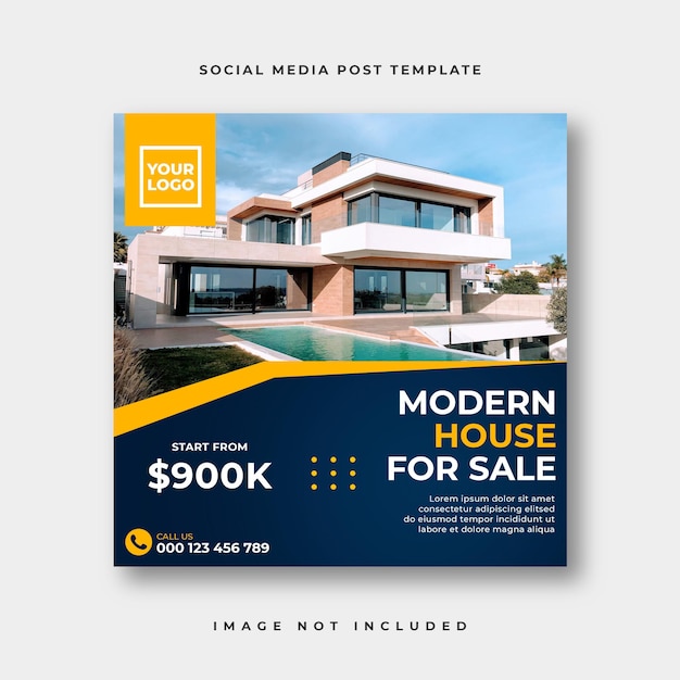 Post instagram social media immobiliare o modello pubblicitario banner web quadrato