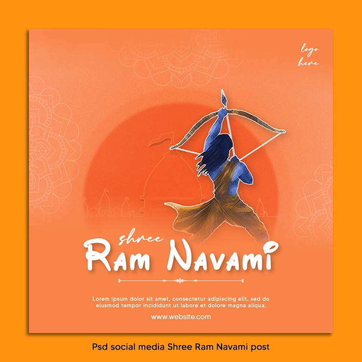 PSD post media sosial psd shree ram navami