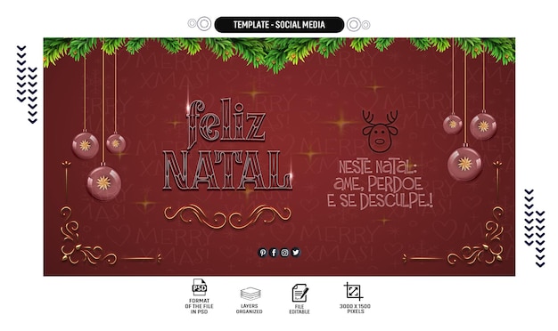 PSD post médias sociaux dia de natal e données commémorative de final de ano