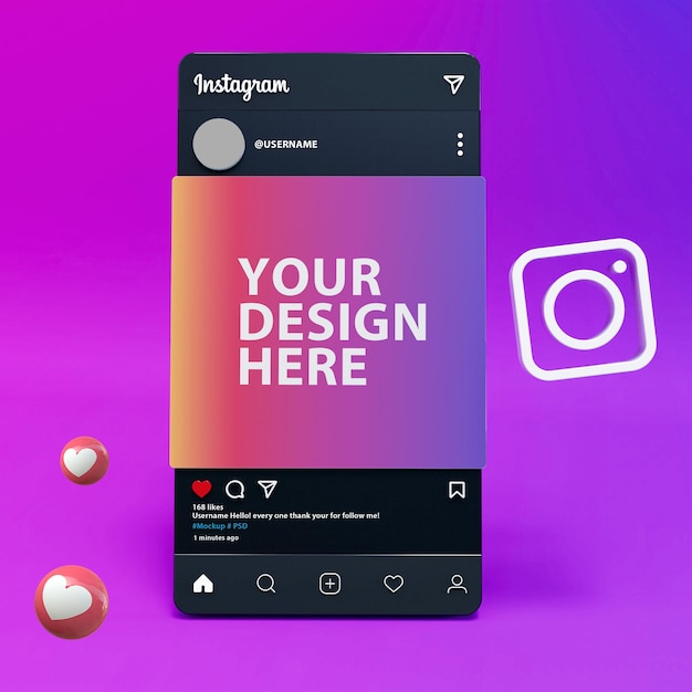 post mock up di instagram 3d