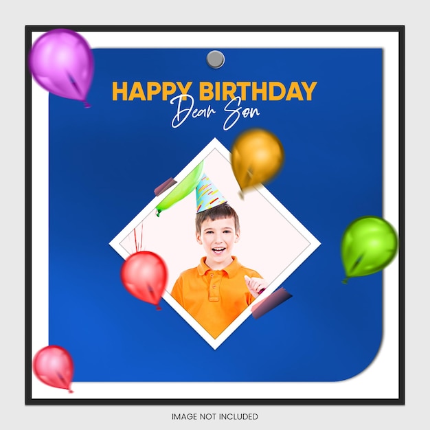 Post modèle de conception de médias sociaux pour le garçon d'anniversaire joyeux anniversaire