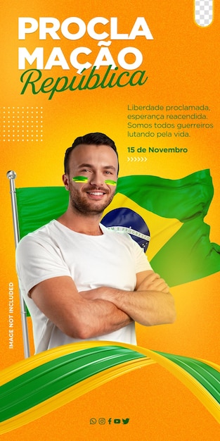 Post nas redes sociais para campanhas de proclamação da república no Brasil