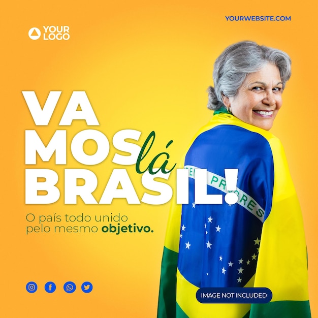 Post para mídias sociais Let's Go Brazil em direção ao hex para campanha de marketing no Brasil Português