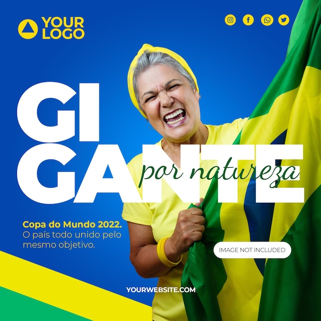 Post para mídias sociais Let's Go Brazil em direção ao hex para campanha de marketing no Brasil Português