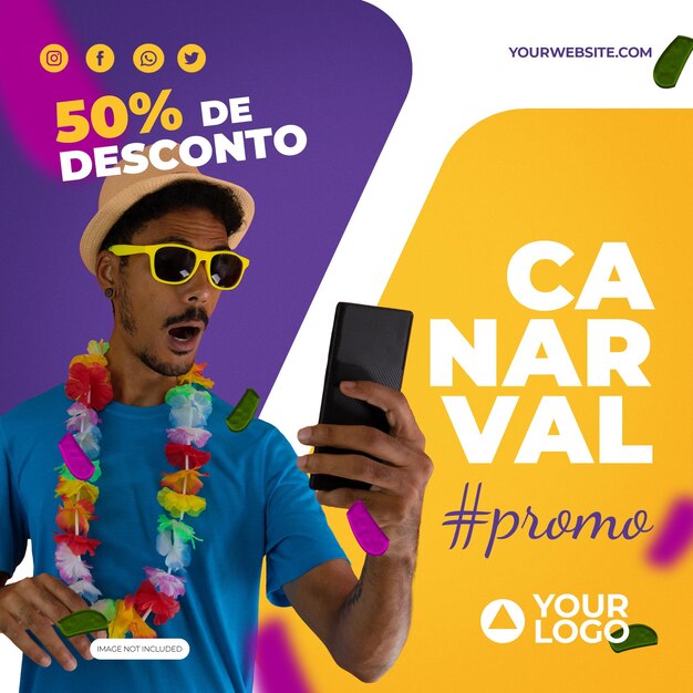 PSD post para redes sociais let's go brazil rumo ao hex para marketing