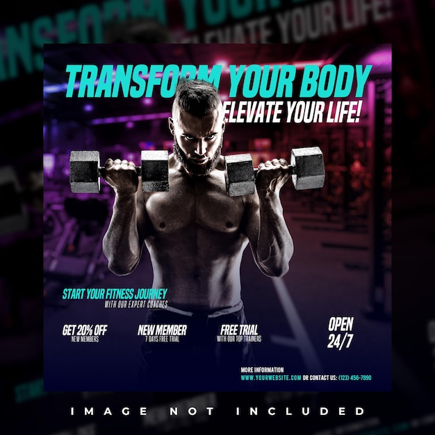 Post promocional de gimnasio en las redes sociales