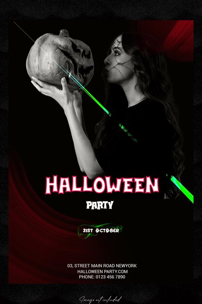 PSD post en las redes sociales de la fiesta de halloween embrujada