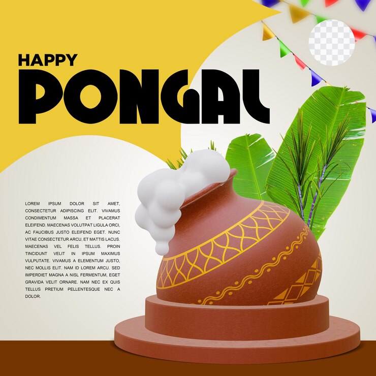 PSD un post en las redes sociales de pongal pot renderizado en 3d