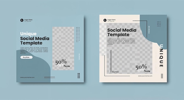 Post Sales Design Template Social Media Banner Set o Webinar sul colore blu e beige