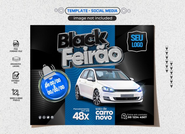 PSD post social media black friday concessionaria compra e venda de veículos novos e usados