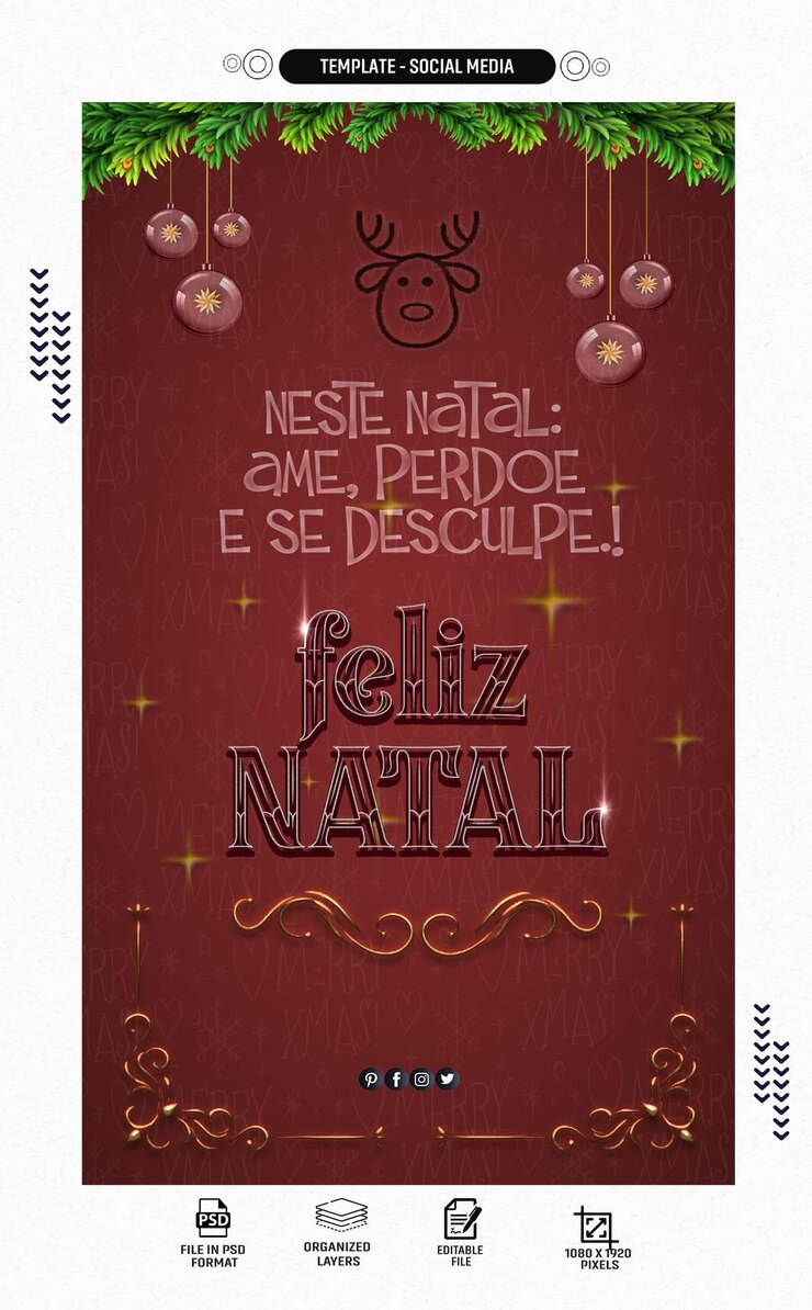 PSD post social media dia de natal e data comemorativa de final de ano
