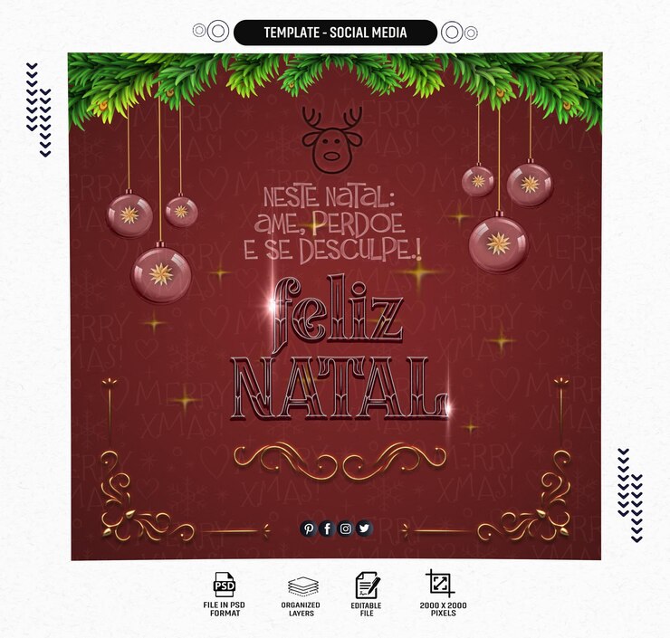 PSD post social media dia de natal e data comemorativa de final de ano