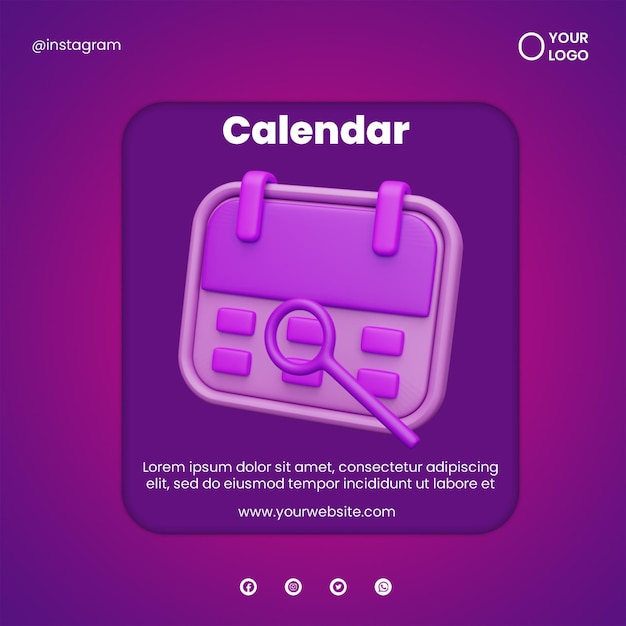 Post social media kalendersymbol 3d rendern