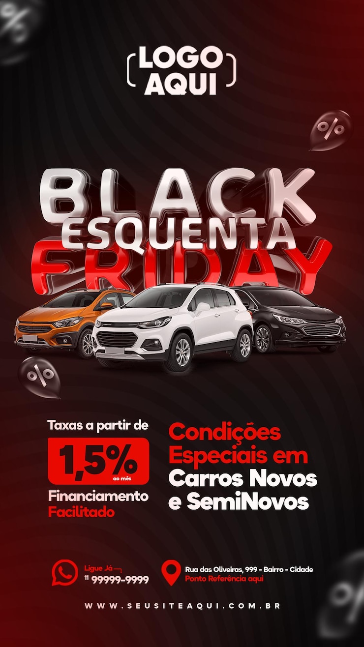 PSD post story black friday en portugués 3d render para campaña de marketing en brasil