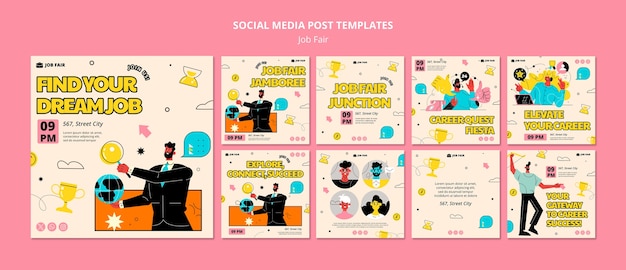 Post su Instagram della fiera del lavoro di Flat Design
