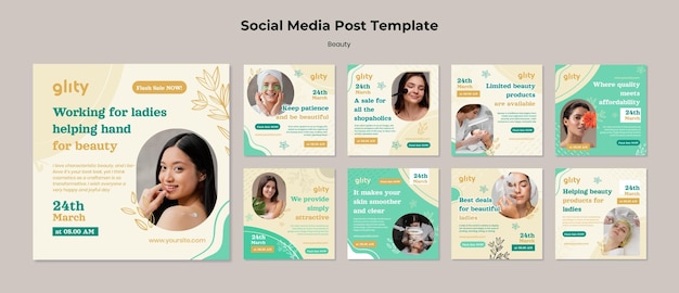Post sui social media dei prodotti per la cura della pelle