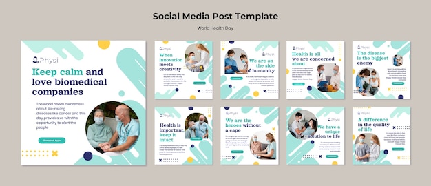 Post sui social media della Giornata mondiale della salute health