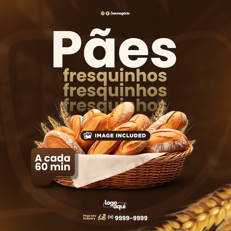 PSD post sui social media della panetteria in modello di design portoghese brasiliano