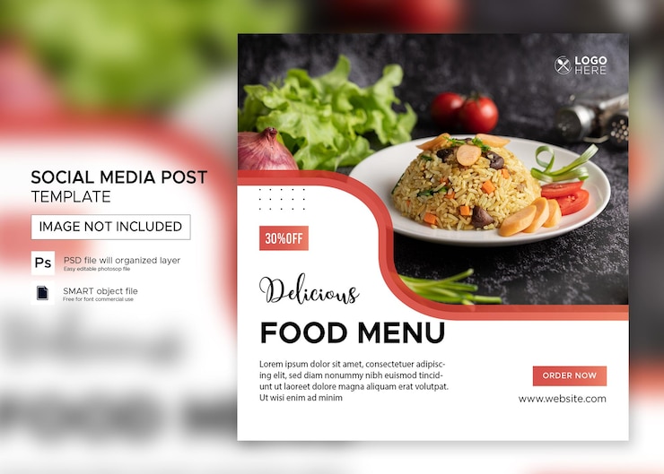 PSD post sui social media di cibo asiatico psd premium